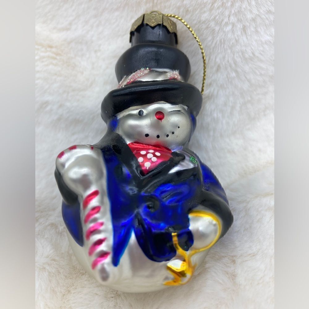 Vintage Hand Blown Glass Snowman Ornament - Picture 4 of 7